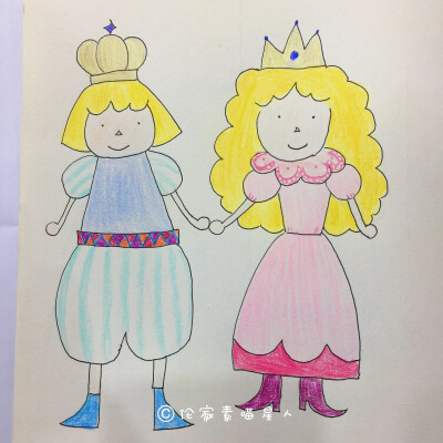 手帐素材儿童画卡通可爱王子公主手绘