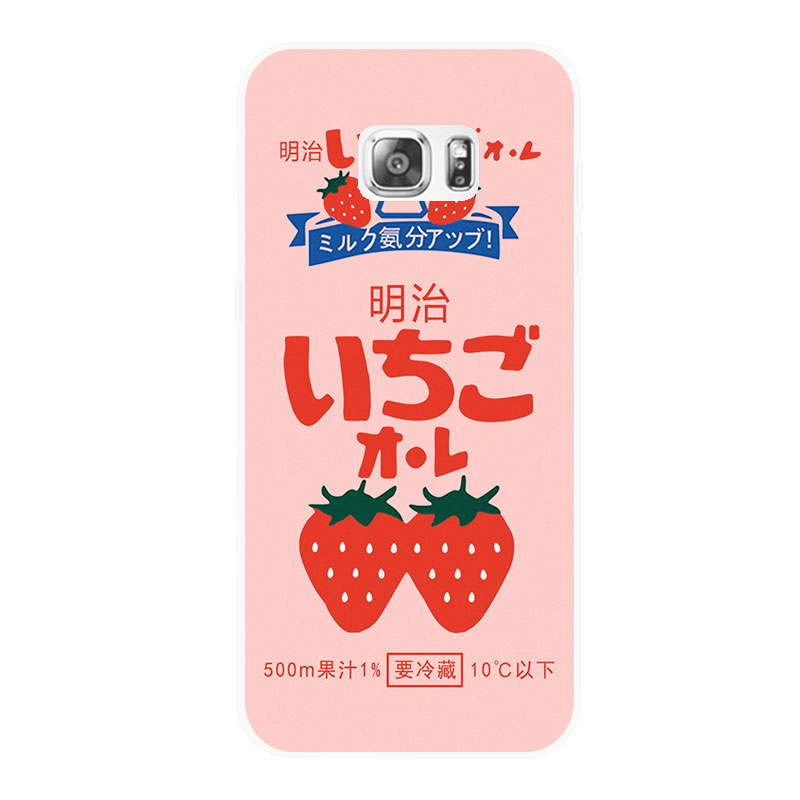 创意可爱明治草莓牛奶三星note345 c57 s7 s6edge 粉红少女手机壳