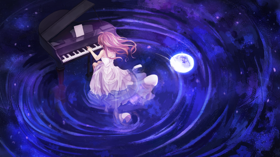 动漫,二次元,唯美,钢琴,紫色