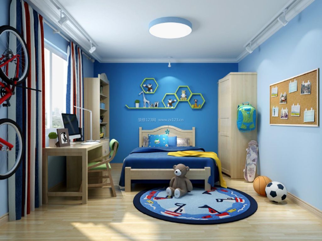 誉珑湖滨现代儿童房床头背景墙装修设计效果图 – 设计本装修效果图