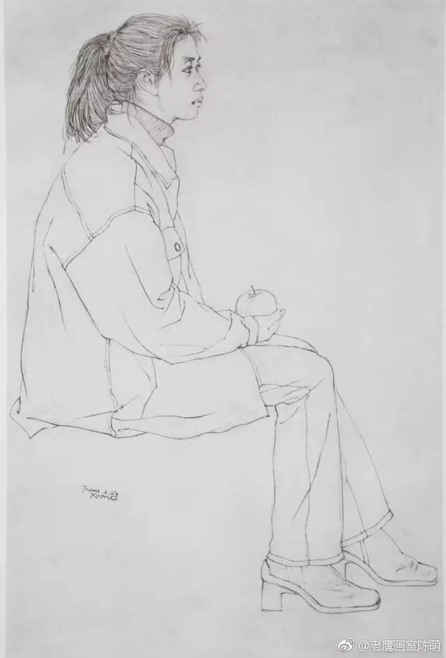 中国美院教授徐默白描人物写生作品