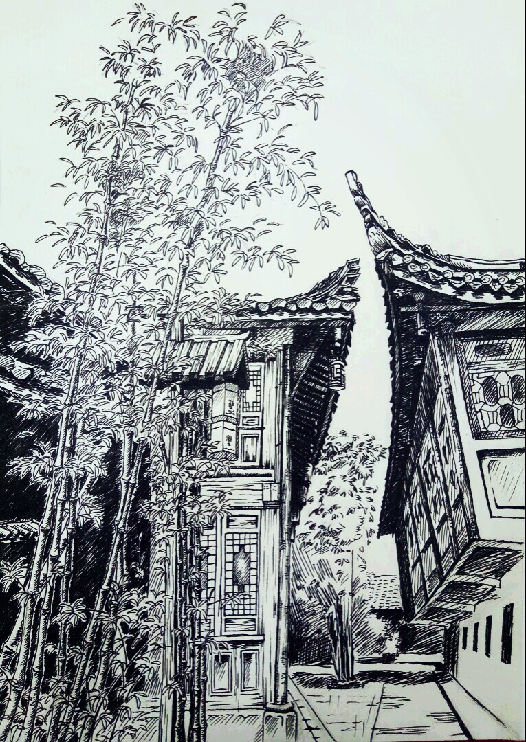 风景 速写 写实 作业 大学