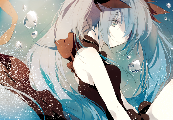 曲绘:深海少女 初音未来 绘师:沙頼 本作品pixiv id 63243231