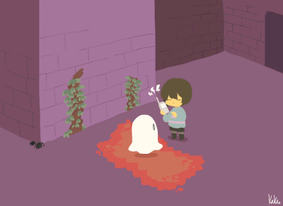 羊妈和frisk不可描述图,小羊淦chara的图片 undertale——frisk&napstablook