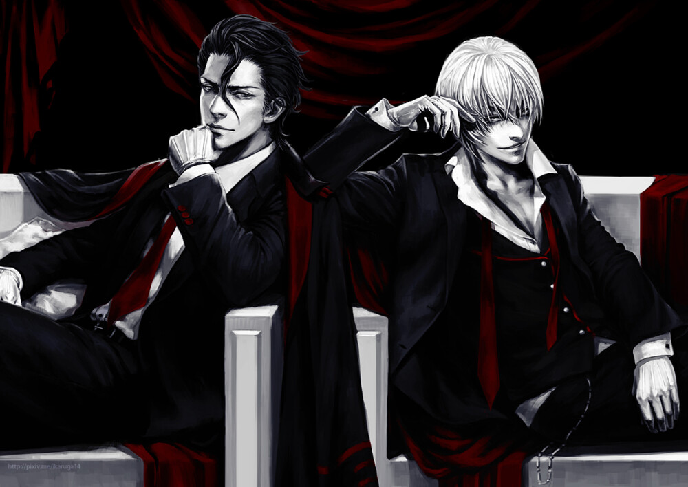 bleach 死神 蓝染惣右介 市丸银 绘师:隼斗 本作品pixiv id= 35076478