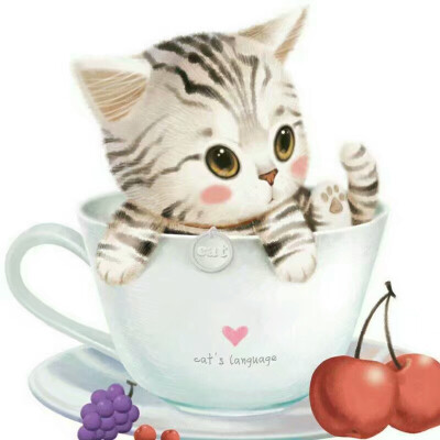 四人闺蜜头像 杯子萌猫