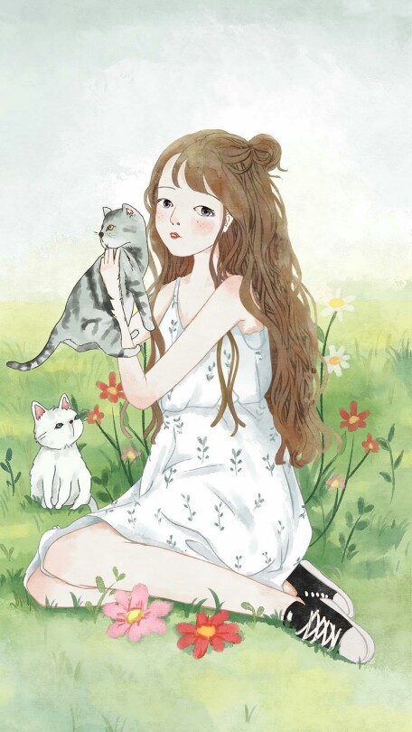 女孩和她的猫