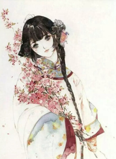 古风女子,清服,梅花