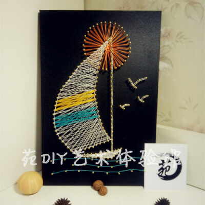 装饰立体画纱线画钉子毛线绕线画string art创意手工diy制作材料