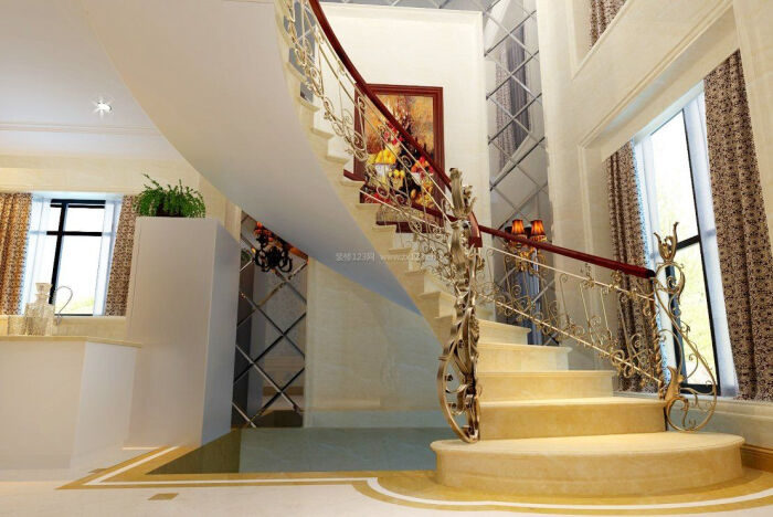 欧式别墅室内楼梯扶手设计图片大全