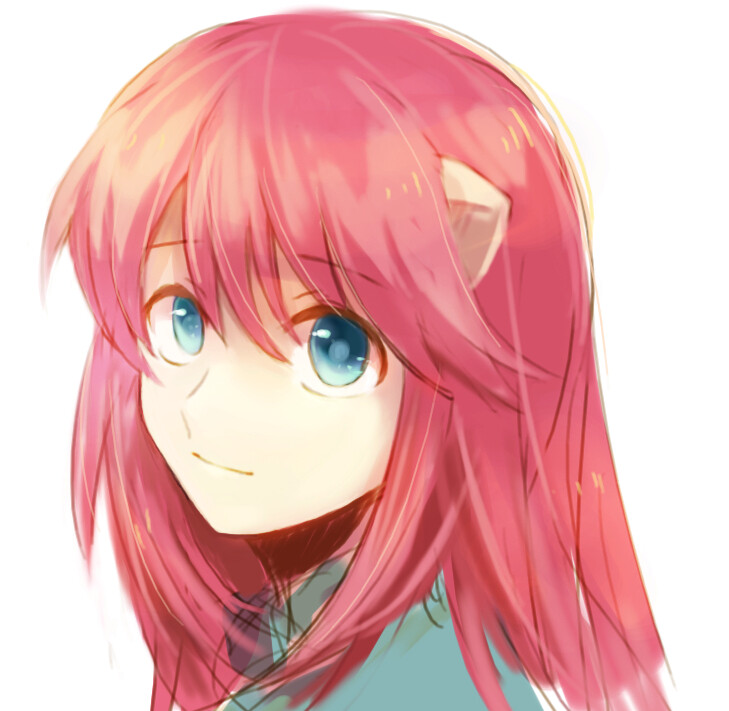 同人画/女生头像/壁纸/锁屏/背景/美少女/红瞳/红发/角/冷酷/女王