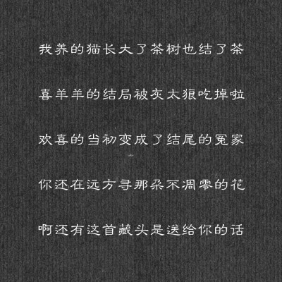 了结尾的冤家你还在远方寻那朵不凋零的花啊还有这首藏头是送给你的话