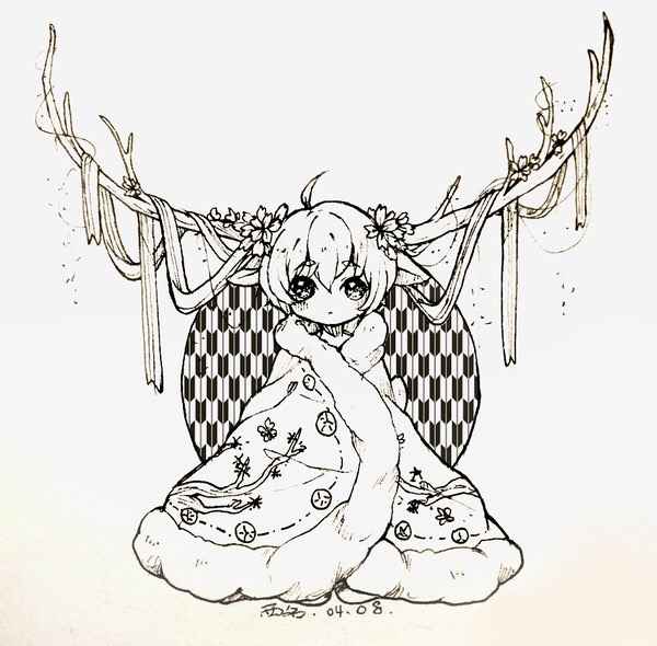 线稿 动漫 少女 手绘 插画 可爱 头像