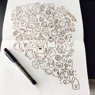 萌萌哒手帐 简笔画 可爱 夏七酱 小怪兽