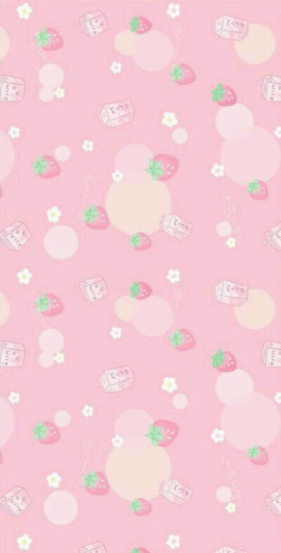 草莓牛奶 粉色 少女心 手机壁纸