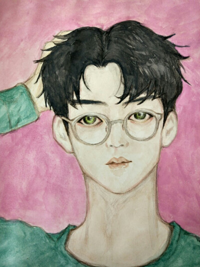 男生水彩头像