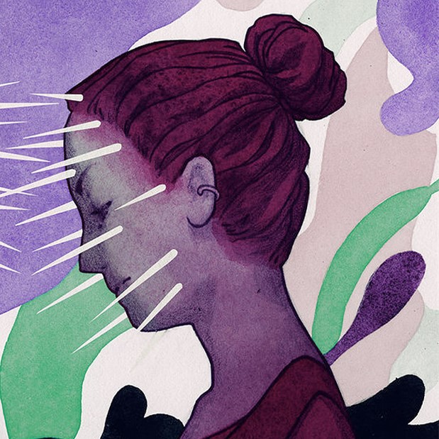 【自配系列转载注明】女头像手绘系列绿色紫色背景刺写实插画风欧美风