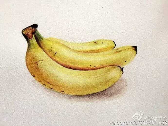彩铅 水果 香蕉作者:via @晓琳手绘