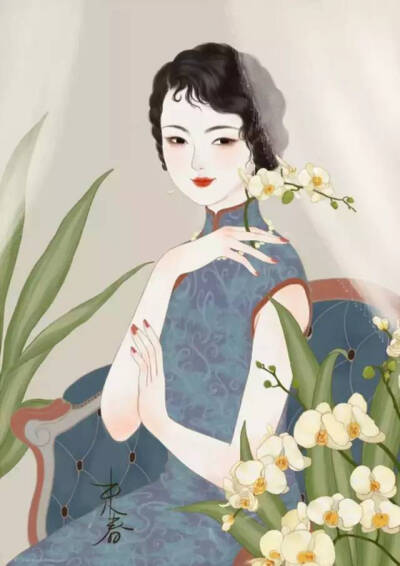中国画师末春(潘春淑)笔下的旗袍美人