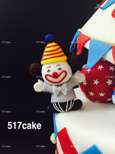 蛋糕,卡通翻糖人偶,生日翻糖,定制翻糖马戏团系列,马戏团翻糖小丑