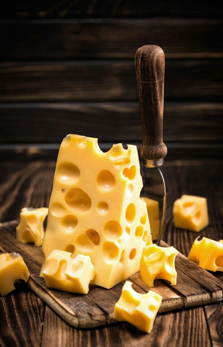 爱蒙塔尔奶酪是瑞士的一种上乘奶酪,表层有许多奶酪发酵过程中由碳酸