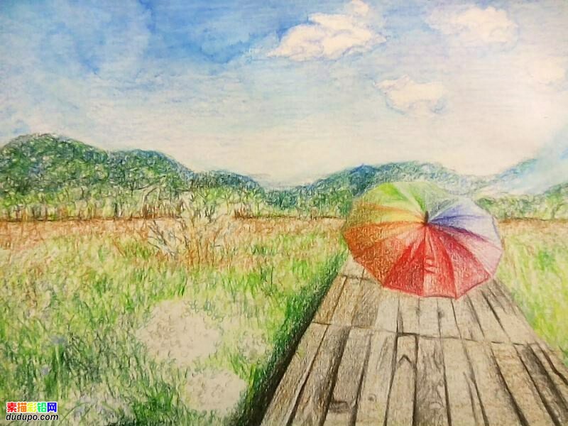 彩铅(风景小画 原作者:雨人