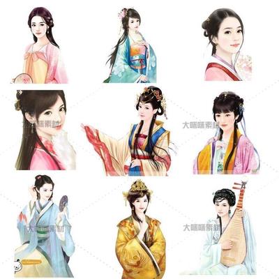 中国新款风古代女子仕女照头像照美人图png设计素材png96
