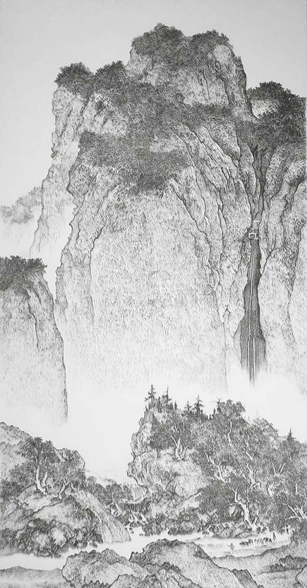 蚊钉绘制的中国传统山水画 - 堆糖,美图壁纸兴趣社区