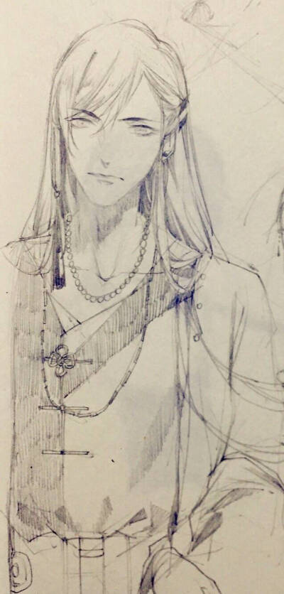 古风 小哥哥 线稿
