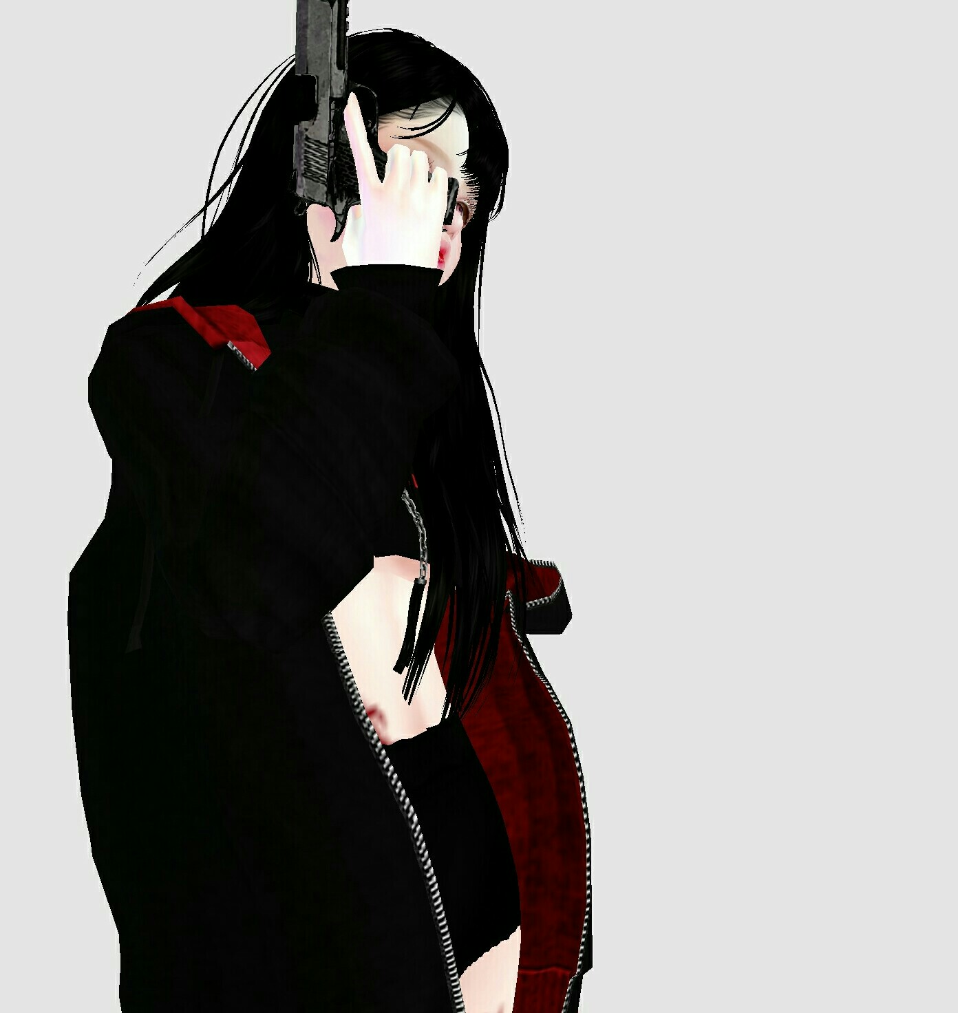 imvu 黑长直 萝莉 御姐 动漫 酷cool girl 持枪少女 头像 自制by最后