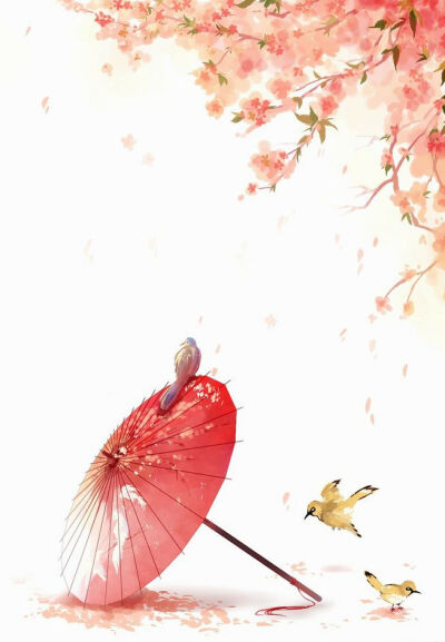 花树 红伞 动漫 唯美 壁纸 意境 古风