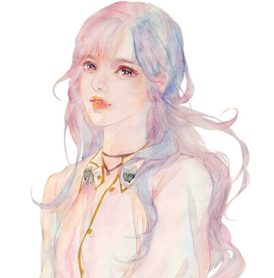 少女 动漫 水粉 插画 头像