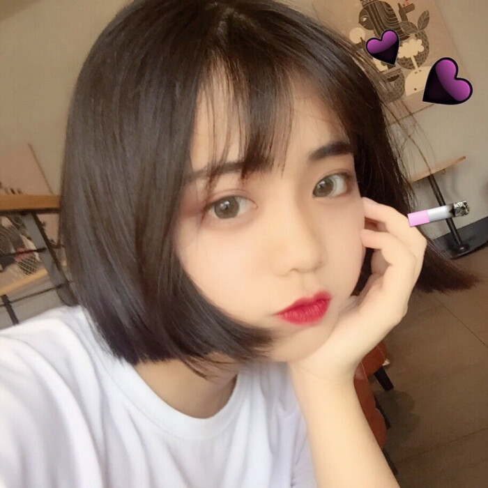 短发空气刘海齐刘海女头