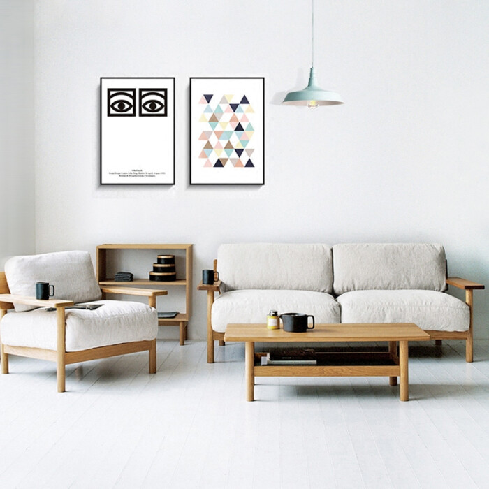 北欧实木沙发组合 简约客厅白蜡木家具日式小户型布艺沙发三人位