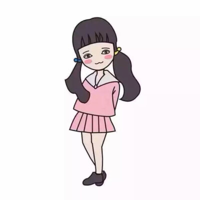 双马尾背影卡通