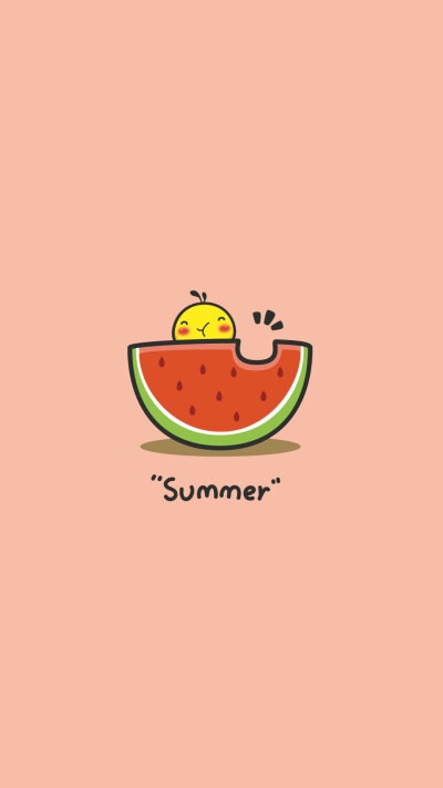 油爆叽丁summer简约插画手机壁纸西瓜