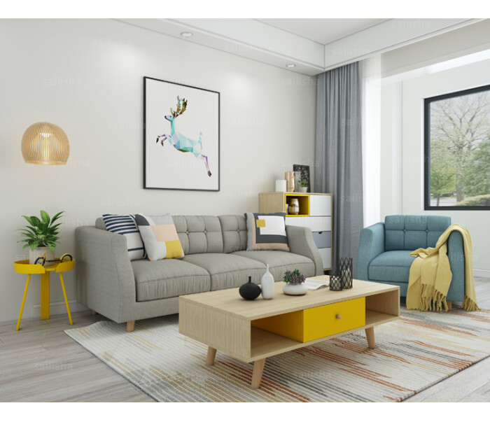 北欧布艺沙发组合三人位客厅3 1小户型现代简约可拆洗整装布沙发