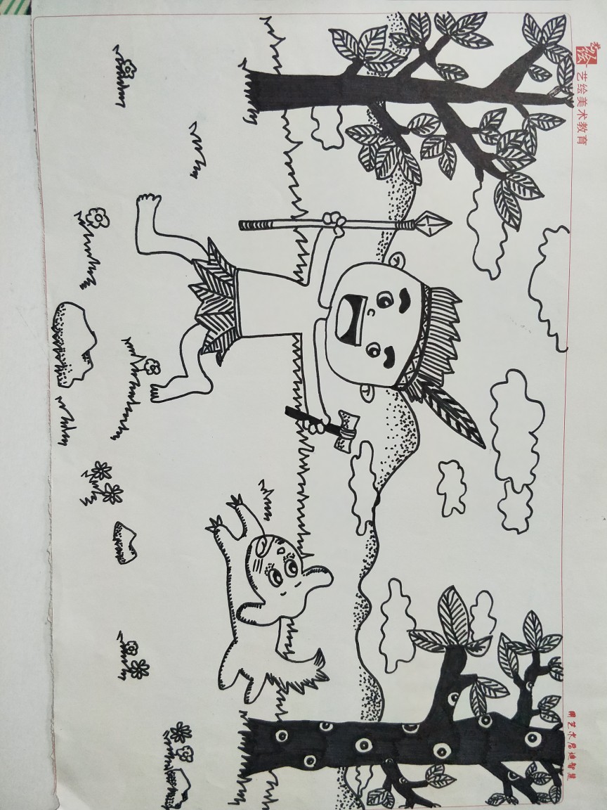 黑白线描画