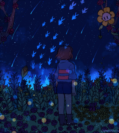 undertale—frisk&flowey 来源p站 mel作品 ut两周年快乐