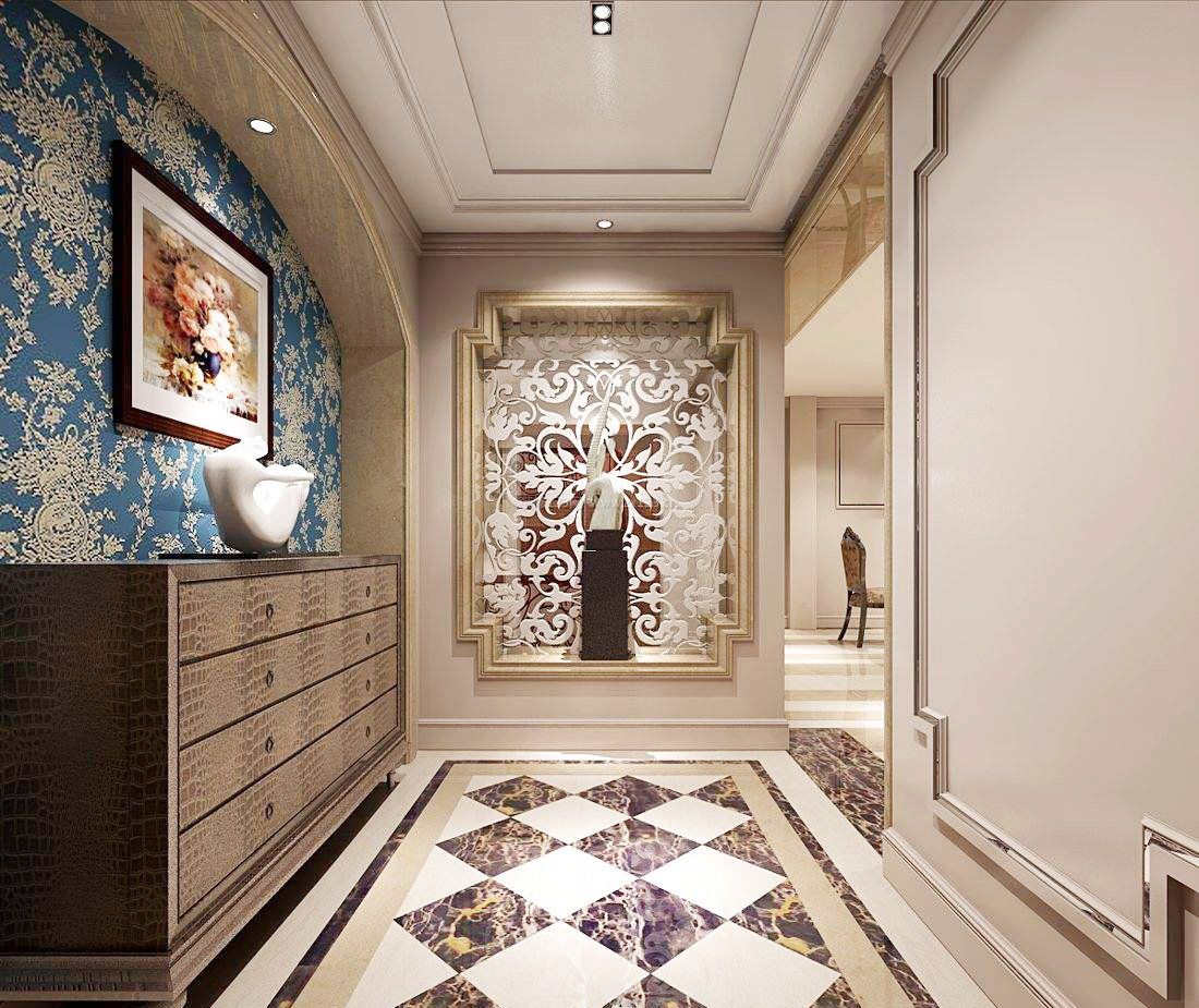 2013欧式风格别墅家装室内过道装饰柜装修效果图 – 设计本装修效果图