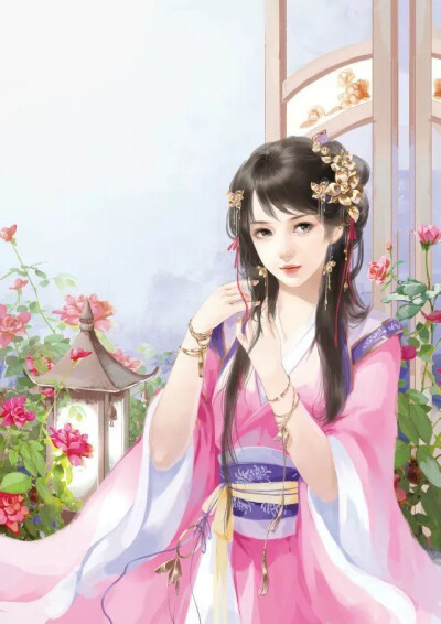 古风粉衣女子