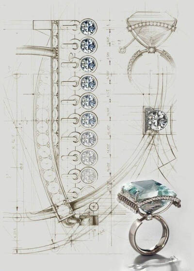 珠宝设计手绘图 在有的人看来设计图要比珠宝本身还要好看.