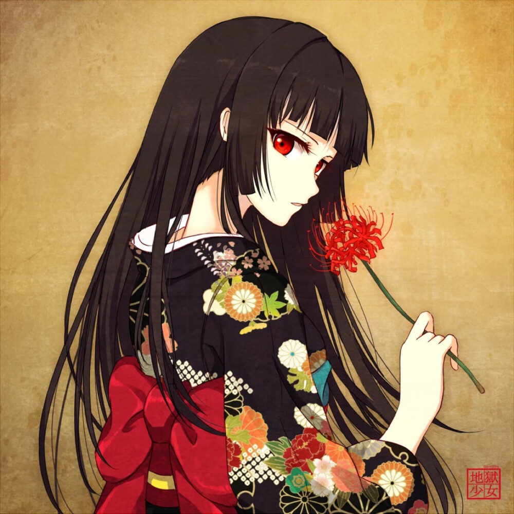 闺蜜头像 地狱少女 阎魔爱 黑暗系 动漫插画