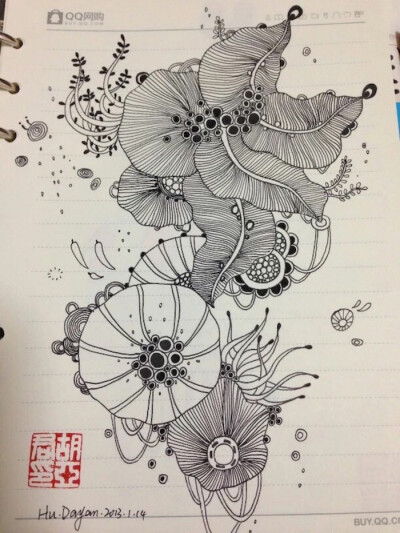 线描植物儿童画