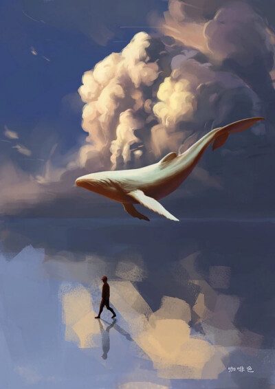 天空鲸鱼插画