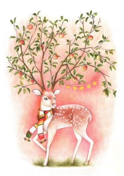 彩铅手绘《自画》莫小鹿的鹿