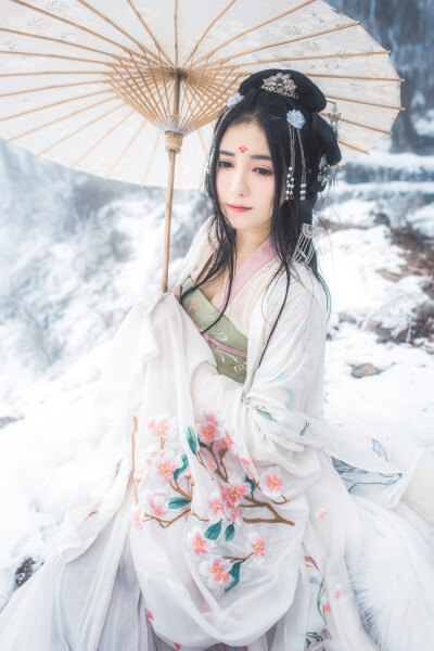 古风,女生,美,壁纸,雪景,古装