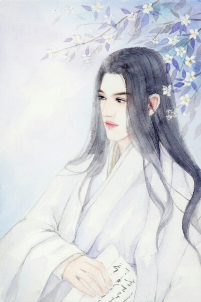 手绘古风白衣男子