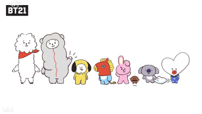 朴智旻chimmy. 郑号锡的mang. 田柾国的cooky. 闵玧其的shooky.