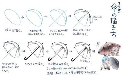 动漫8套雨伞的画法